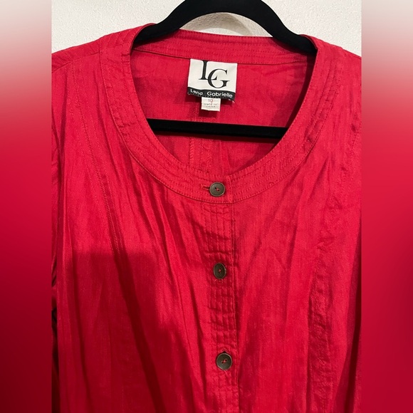 Lina Gabriel linen blend belted red jacket size 10 - Picture 2 of 5